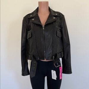 Mauro Grifoni Black Leather Moto Jacket